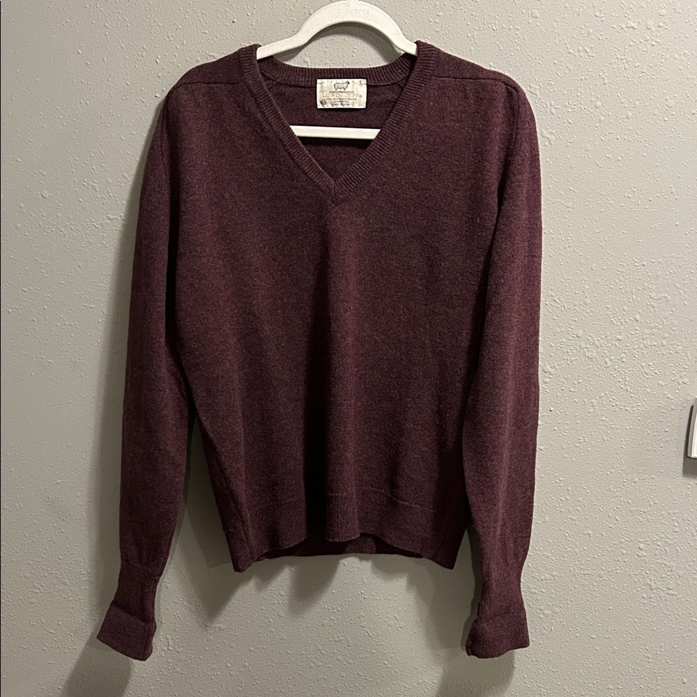 Vintage Lord Jeff Wool‎ V-Neck Sweater Purple